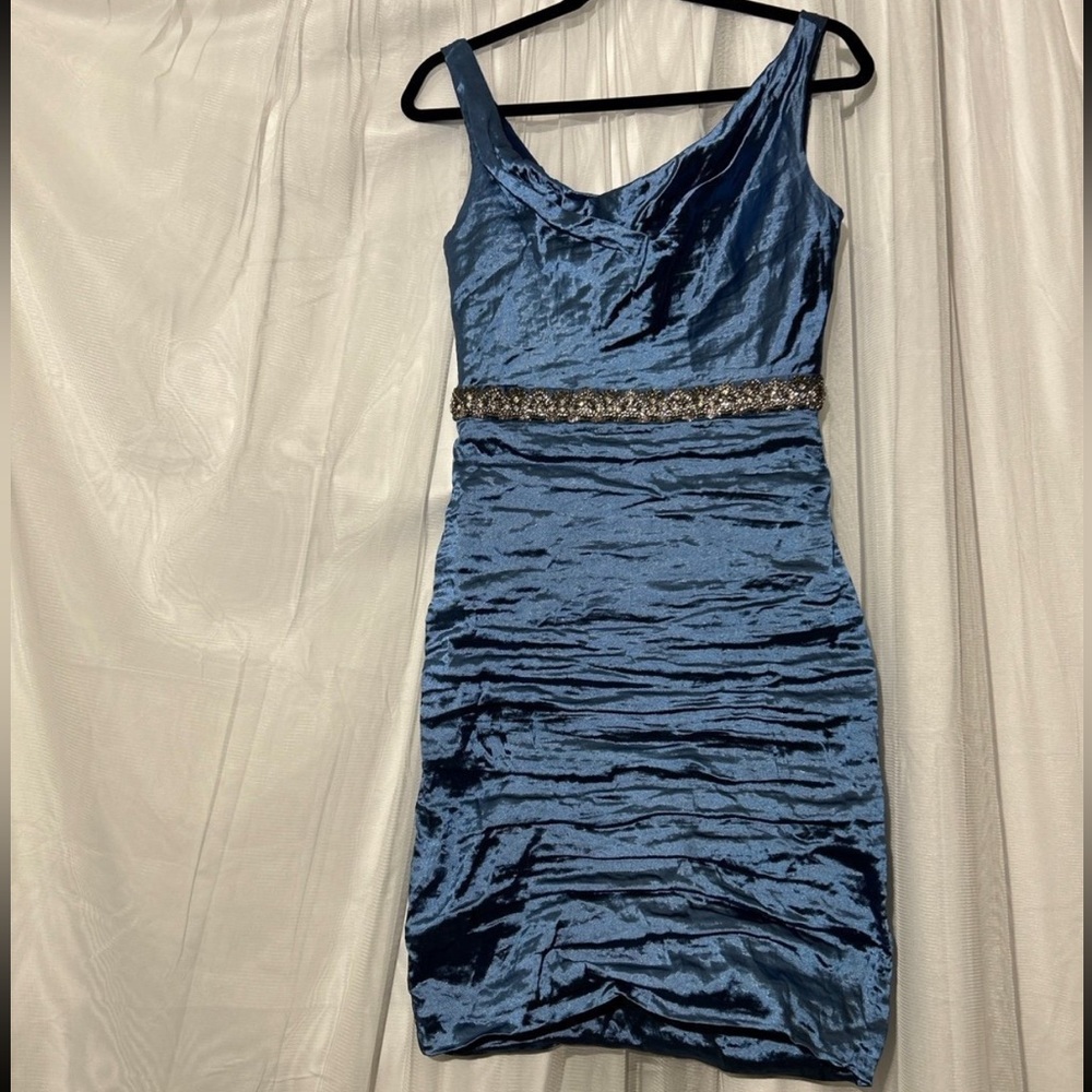 Nicole Miller Blue Jeweled Formal Dress NWOT
